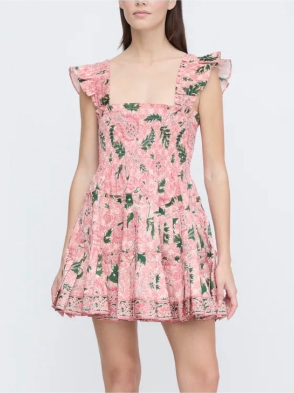 Hill House Charlotte nap dress in rose calico trellis print